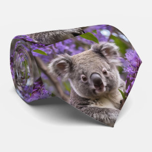 "Dreaming in Purple: A Koala in a Jacaranda Tree Tie