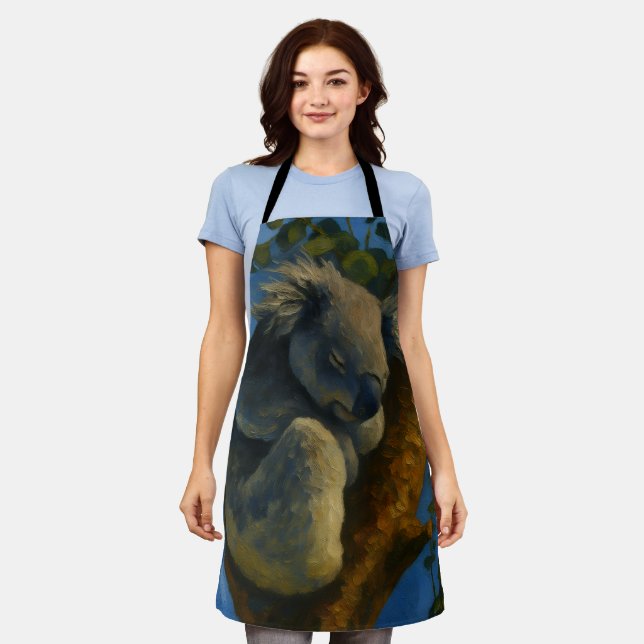Dreaming in the Eucalyptus – Sleeping Koala Art Apron (Worn)