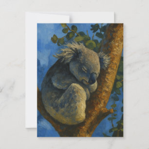 Dreaming in the Eucalyptus – Sleeping Koala Art Postcard