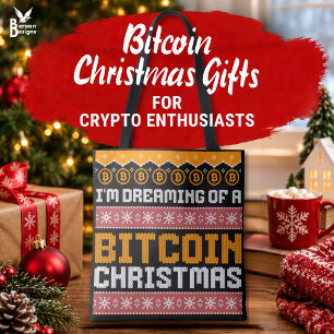 Dreaming of a BITCOIN CHRISTMAS Faux Knit Pattern Tote Bag