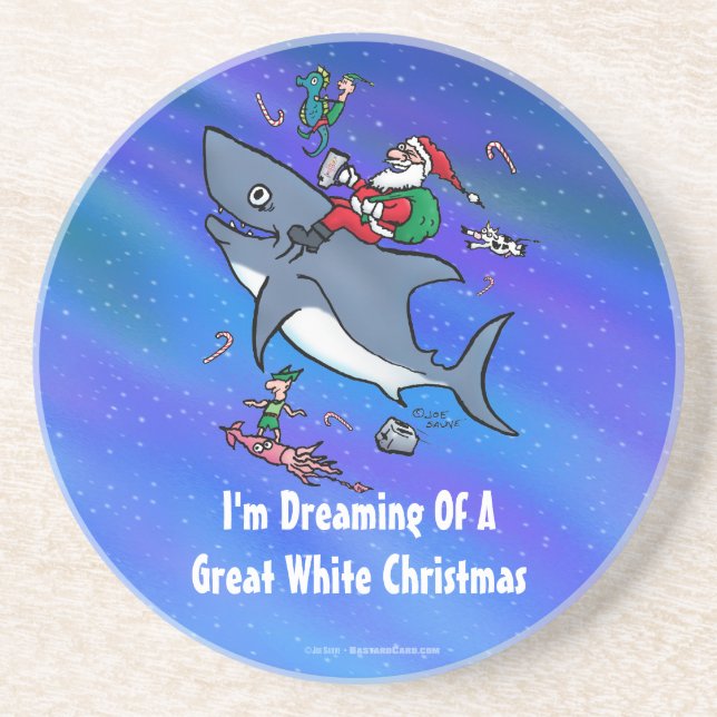 Dreaming Of A Great White Shark Christmas Coaster (Front)