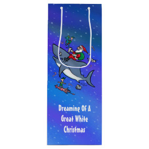 Dreaming Of A Great White Shark Christmas Custom Wine Gift Bag