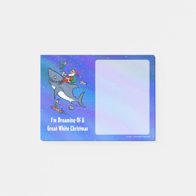Dreaming Of A Great White Shark Funny Christmas Post-it Notes (Front)