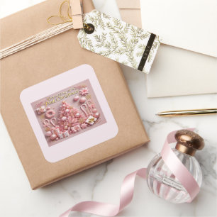 Dreaming of a Pink Christmas Square Sticker