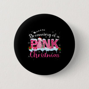 Dreaming Of A Pink Christmas Tree Cakes Santa Hat  6 Cm Round Badge