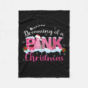 Dreaming Of A Pink Christmas Tree Cakes Santa Hat Fleece Blanket