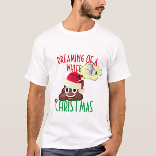 Dreaming of a White Christmas Funny Poop Emoji T-Shirt