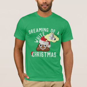 Dreaming of a White Christmas Funny Poop Emoji Tee