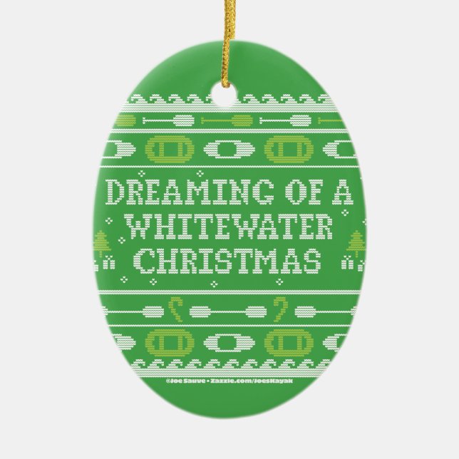 Dreaming Of A Whitewater Christmas Ceramic Tree Decoration (Front)