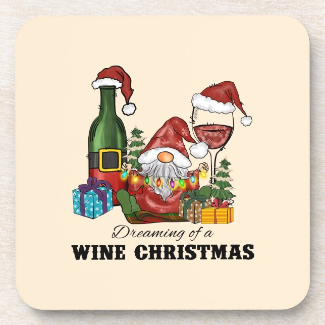 Dreaming of A Wine Christmas Coaster (Front)