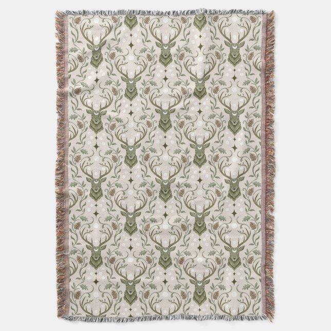 Dreaming of Deer Throw Blanket (Front Vertical)