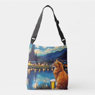 Dreaming of Hops and Stars Cat Starry Night Crossbody Bag