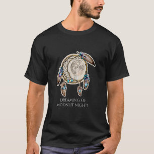 Dreaming of Moonlit Nights Feathered Dream Catcher T-Shirt
