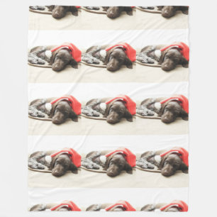 Dreaming of Santa - German Shorthair Puppy Fleece Blanket