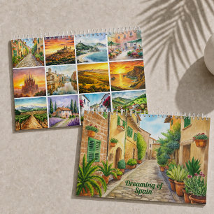 Dreaming of Spain 2027 Watercolor Travel Art Calendar