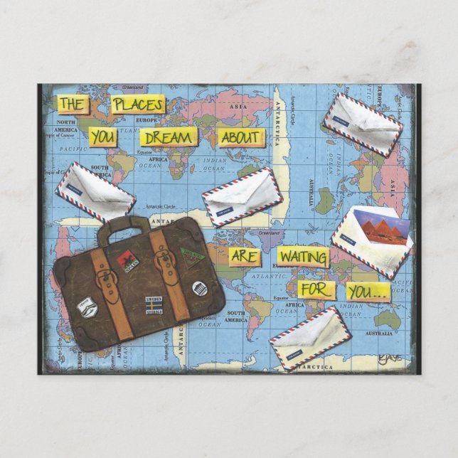 Dreaming of Travel - Mixed Media Artwork Postcard (Front)