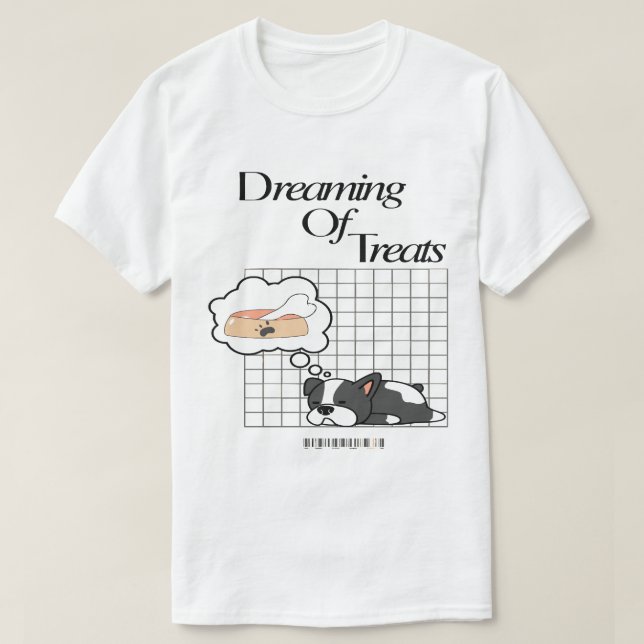 Dreaming of Treats Sleeping Dog Design  T-Shirt (Design Front)