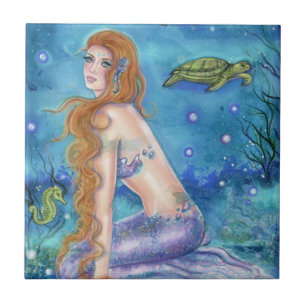 Dreaming on aquamarine tides by Renee Lavoie Tile