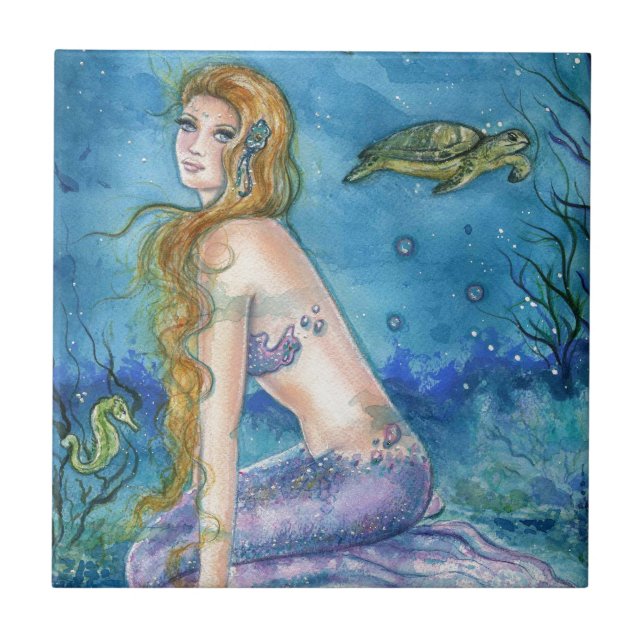 Dreaming on aquamarine tides by Renee Lavoie Tile (Front)