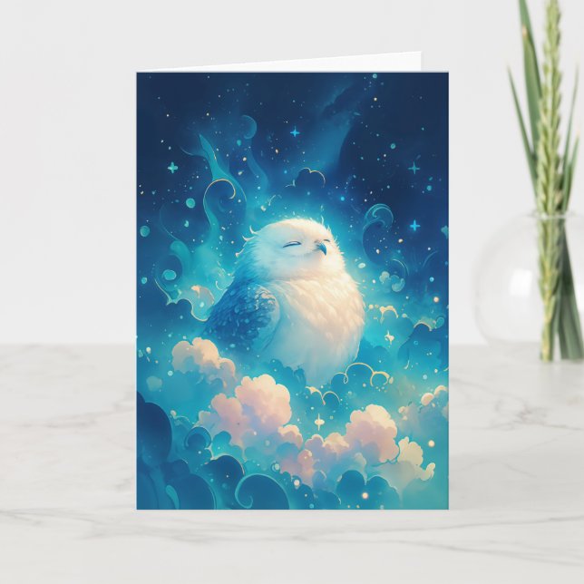 Dreaming Owl in a Cosmic Slumber Card (Front)