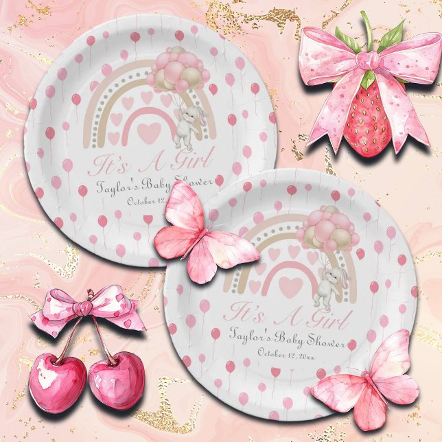 Dreaming Pink It's a Girl Baby Shower Paper Plate (Creator Uploaded)