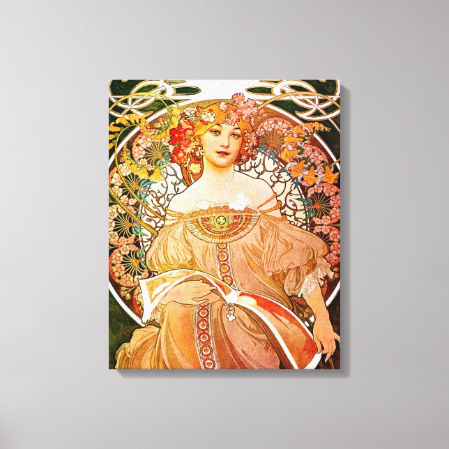 Dreaming (Reverie) by Alphonse Mucha Canvas Print (Front)