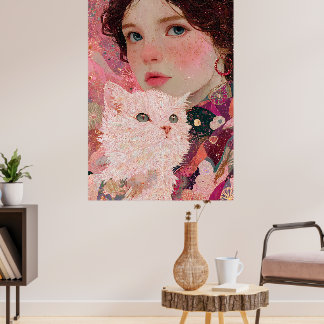 Dreaming with My Cat” – Soft Pastel Wall Art Print