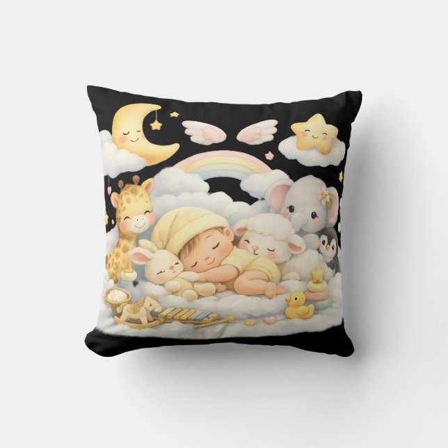 Dreamland Baby Pillow – Cute Animals & Sleeping  (Front)