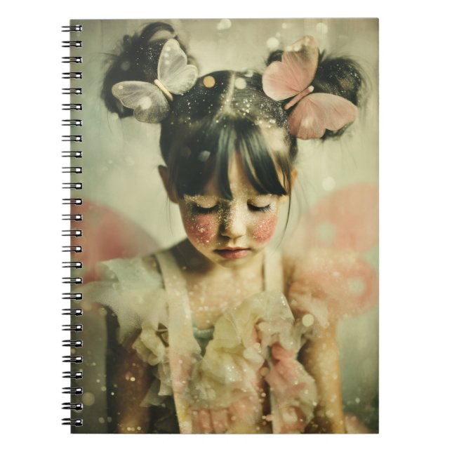Dreamlike Children Portrait | Butterfly Whisper Notebook (Front)