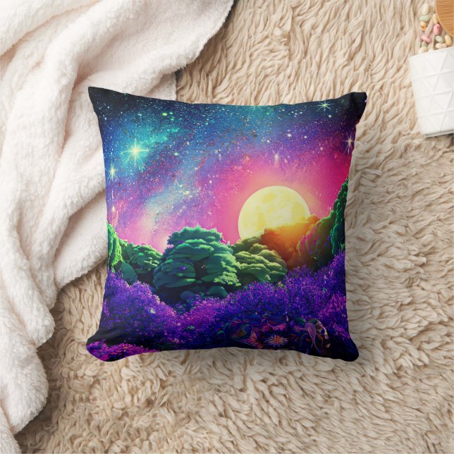 Dreamlike fantasy nature night under Moon Cushion (Blanket)