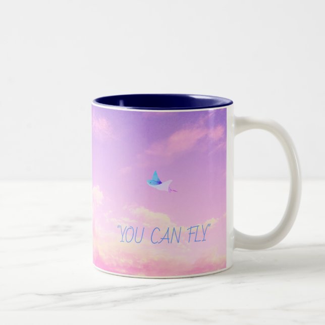 Dreamlike Flying Sting Ray  Two-Tone coffee mug (Right)