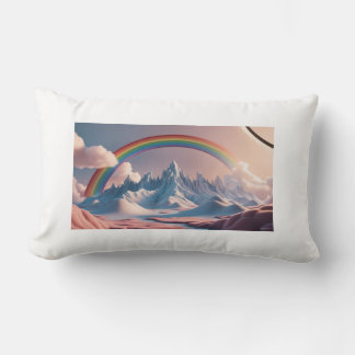 Dreamlike Mountain Range with Rainbow: A Pillow 