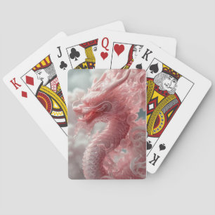 Dreamlike Pink Dragon Among Clouds Playing Cards