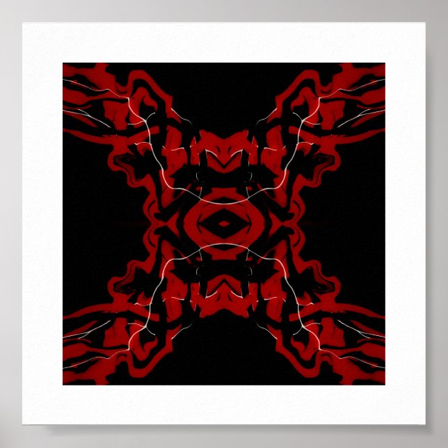 Dreams and Nightmares Red Abstract Fluid Art Poster (Front)