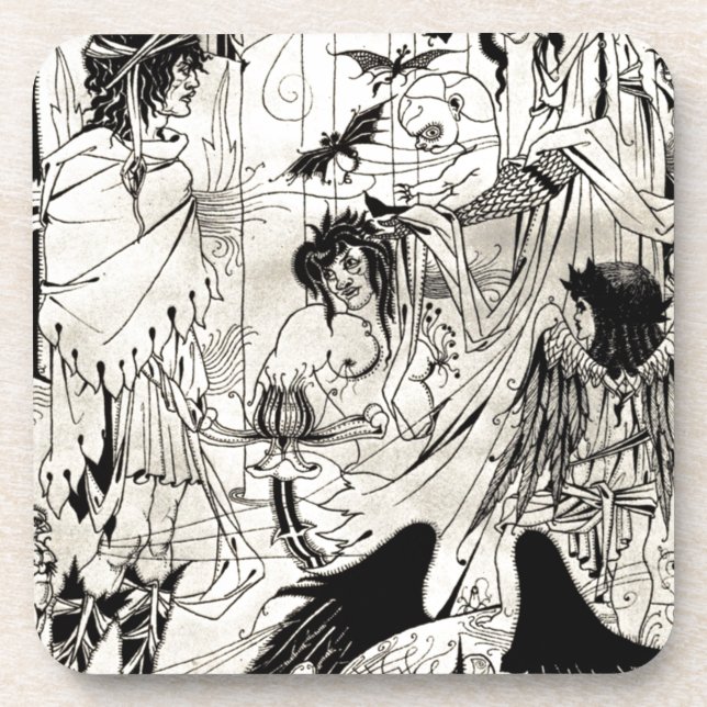 Dreams by Aubrey Beardsley Coaster (Front)
