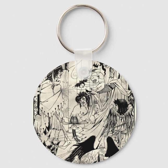 Dreams by Aubrey Beardsley Key Ring (Front)