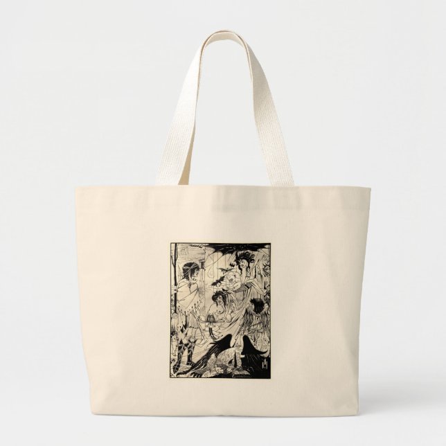 Dreams by Aubrey Beardsley Large Tote Bag (Front)
