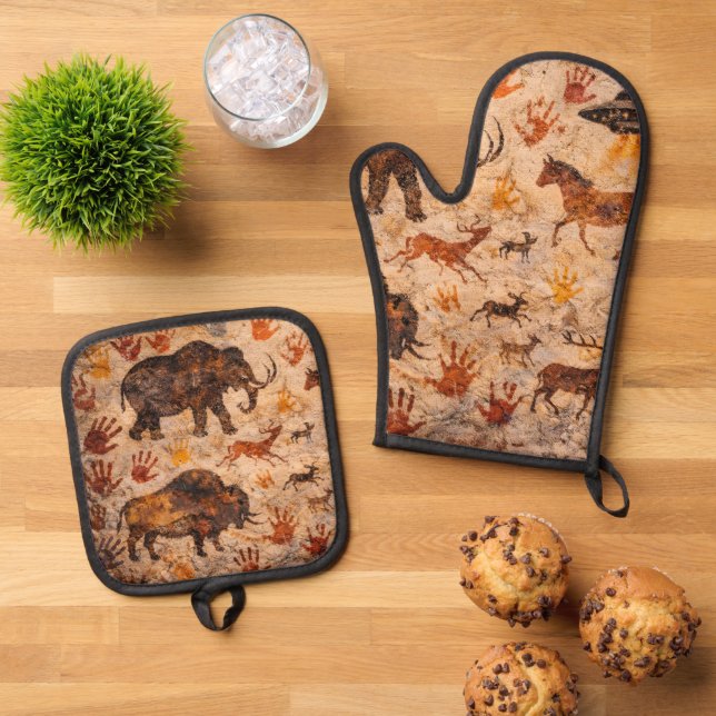 Dreams Cave art oven and potholder Mitt & Pot Holder Set (Top Down)