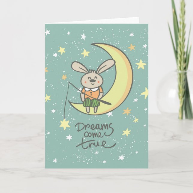 Dreams Come True | Bunny on the Moon Card (Front)