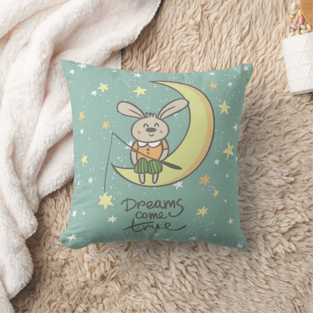 Dreams Come True | Bunny on the Moon Cushion (Blanket)