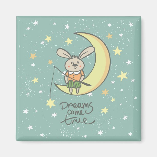 Dreams Come True | Bunny on the Moon Magnet (Front)