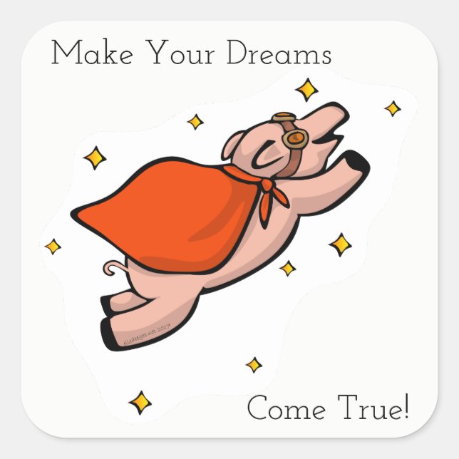 Dreams Flying Pig Sticker (Front)