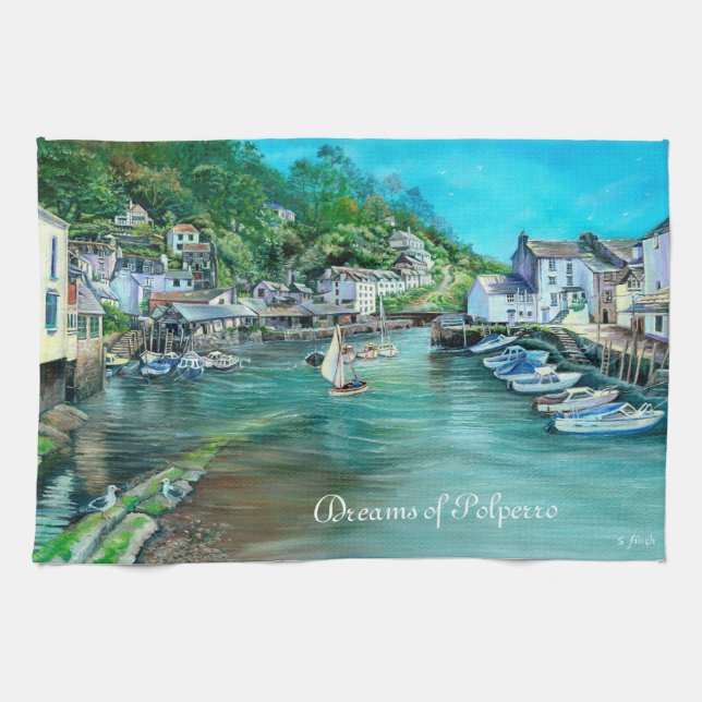 Dreams of Polperro, Cornwall TeaTowels Tea Towel (Horizontal)