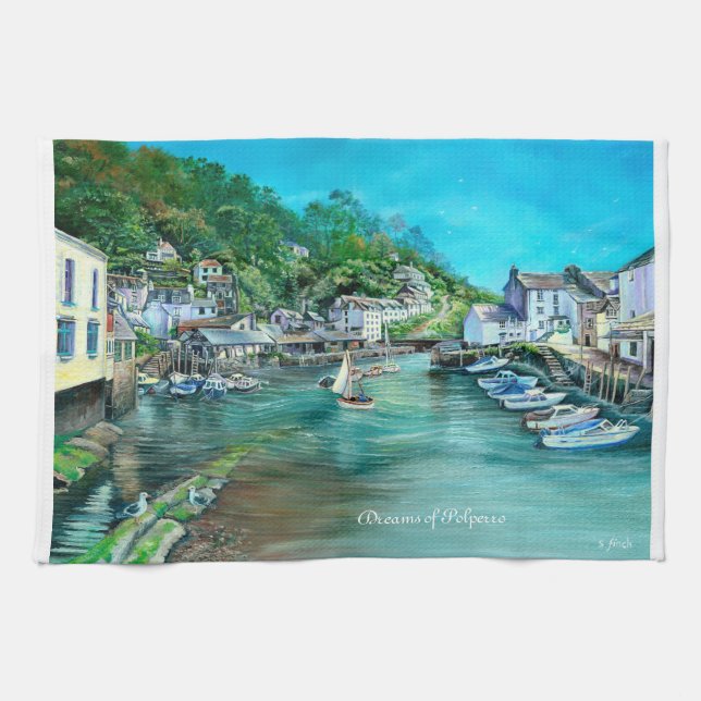 Dreams of Polperro Tea Towel (Horizontal)
