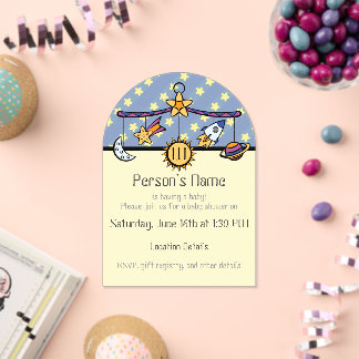 Dreams of Space Mobile Baby Shower Acrylic Invitations