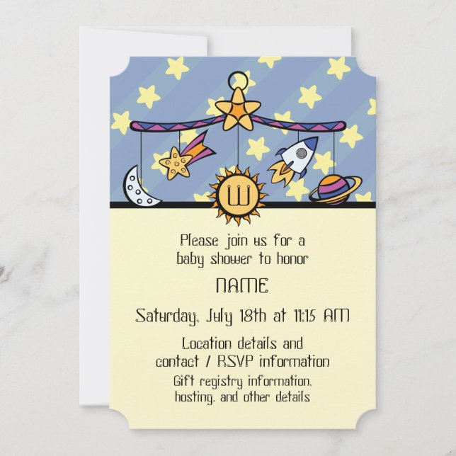 Dreams of Space Mobile Baby Shower Invitation (Front)
