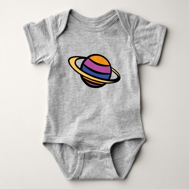 Dreams of Space Ringed Planet Baby Bodysuit (Front)