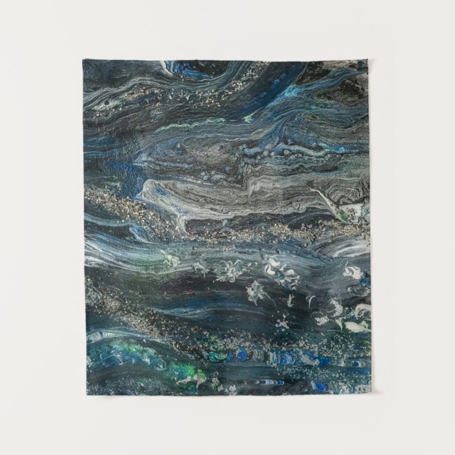 Dreams of the Ocean'19 acrylic painting in grey Tapestry (Front)