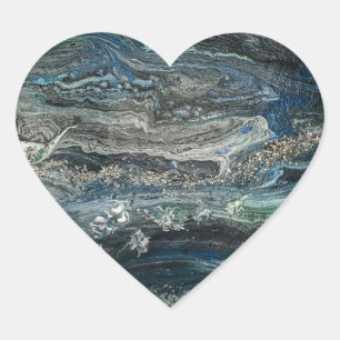 Dreams of the Ocean'20 abstract painting sea grey  Heart Sticker