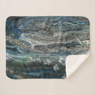 Dreams of the Ocean'20 abstract painting sea grey Sherpa Blanket